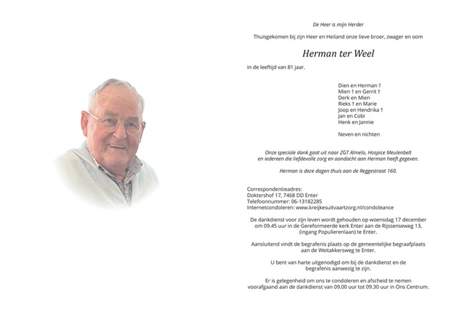 NIEUW Rouwkaart Binnen